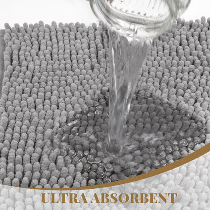 HOMEK Bathroom Rugs Mat 72 x 48, Thick Soft Absorbent Chenille Bath Rugs, Rubber Backing Bath Mats for Bathroom Floor, Tub, Shower, Bedroom, Home Decor Accessories, Quick Dry Machine Washable, Grey