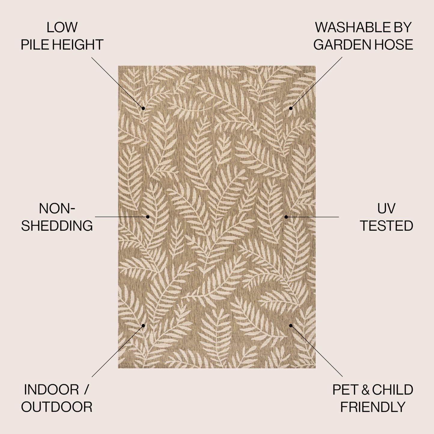 JONATHAN Y Palm Frond Indoor Outdoor Area Rug 8X10 Brown/Beige, Nevis for Backyard, Patio, Porch, Easy-Cleaning, High Traffic, Pet-Friendly, Non-Shedding (SMB119A-8)