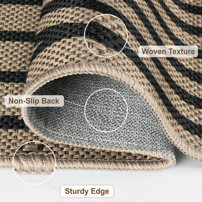 VSIWB Easy Jute Rugs for Entryway, 3' x 5' Indoor Outdoor Rug, Black Farmhouse Washable Ultra-Thin Non-Slip Area Rug for Foyer, Backdoor, Living Room, Kitchen, Bedroom, Balcony