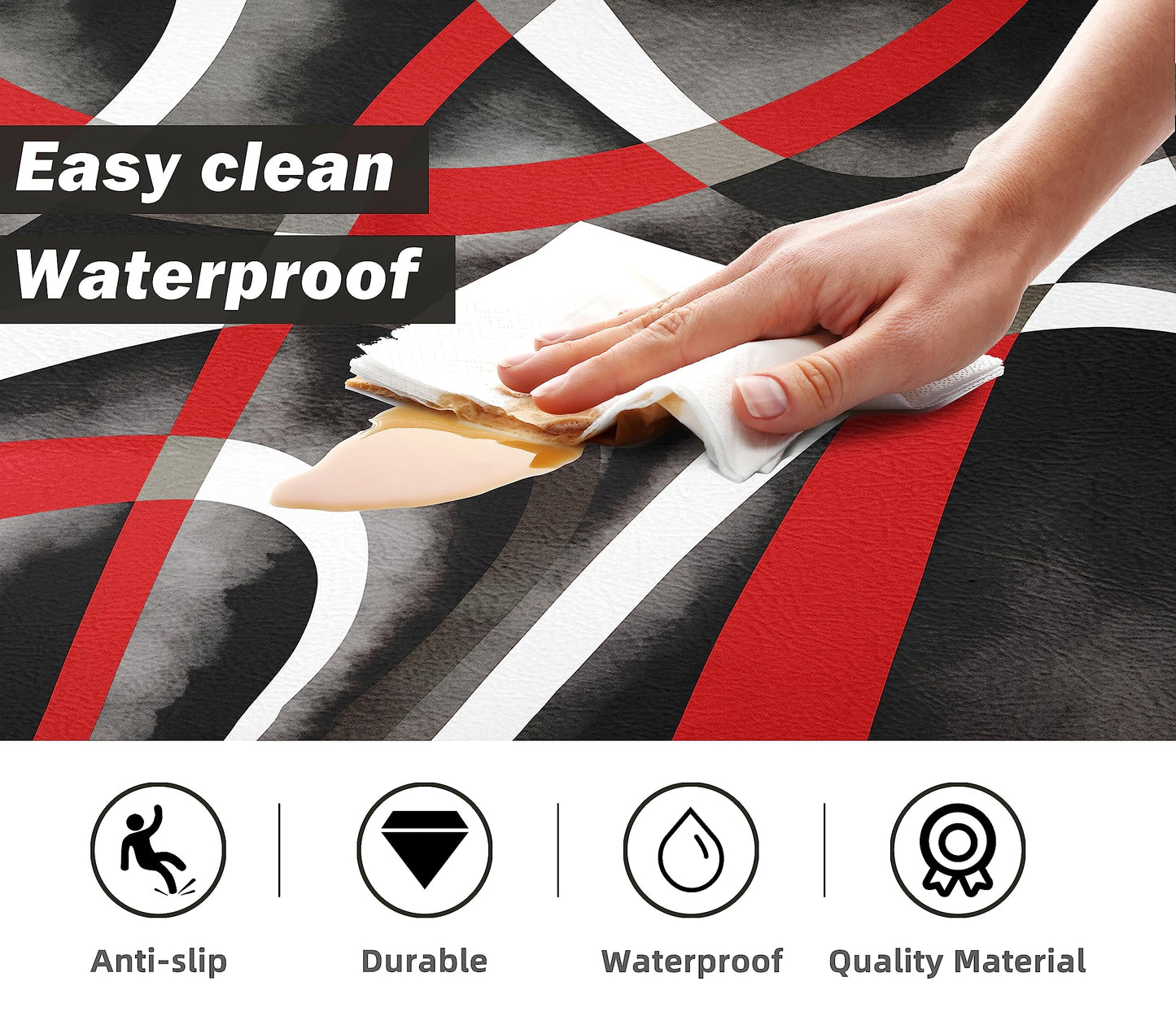 Kitchen Mats for Floor red Kitchen Rugs Modern Abstract Circle Anti Fatigue Kitchen Mats Waterproof Floor Mats Cushioned Non-Skid Standing Mats for Laundry, Office, Set of 2,17.3 x 28+17.3 x 47 Inch