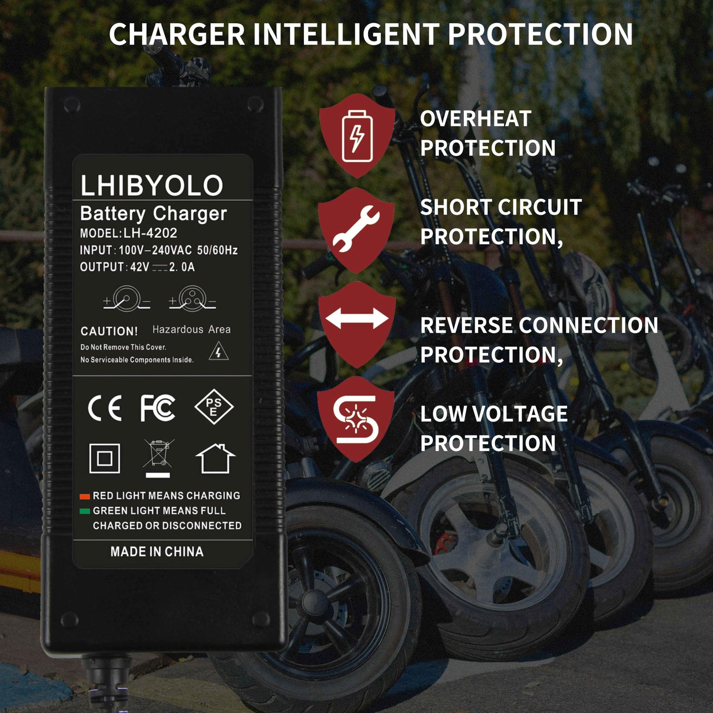 LHIBYOLO 42V 2A Electric Scooter Charger 5 in1 Plugs Universal,for 36V Electric Scooter Ebike Lithium Battery，for Jetson,Razor,Swagtron,Bird,Gotrax,Segway
