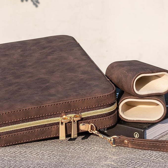 Backgammon Sets for Adults Classic Board Game with Folding Faux Leather Backgammon Case Portable Travel Backgammon Game Set (Brown)