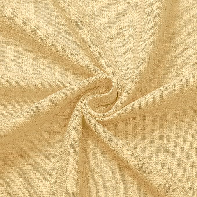 Tollpiz Short Linen Curtain Living Room Rod Pocket Semi Sheer Curtains Burlap Light Filtering Thick Linen Drape for Bedroom, 54 x 45 inches Long, Beige, Set of 2 Panels