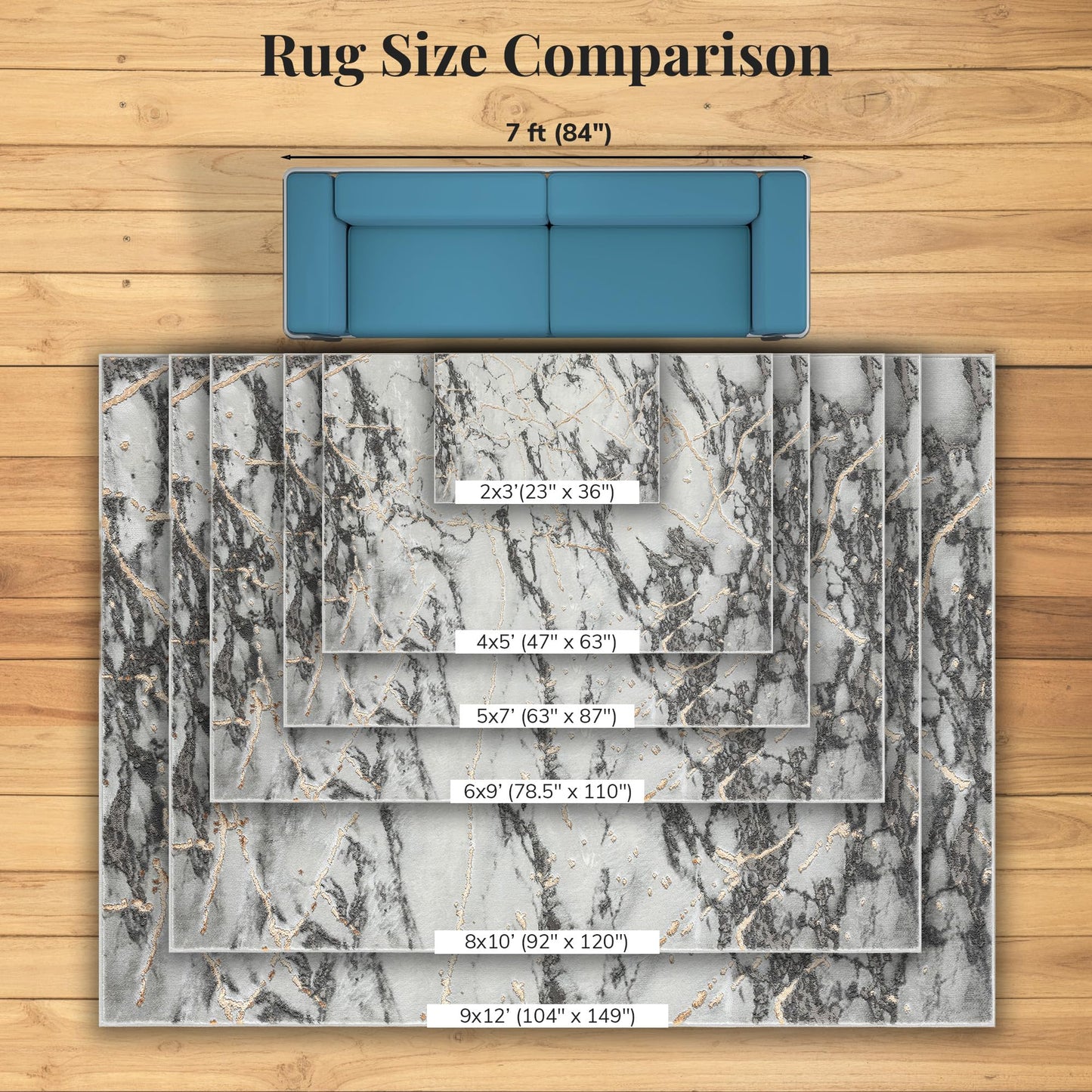 LUXE WEAVERS Ivory Gold 8x10 Marble Abstract Area Rug