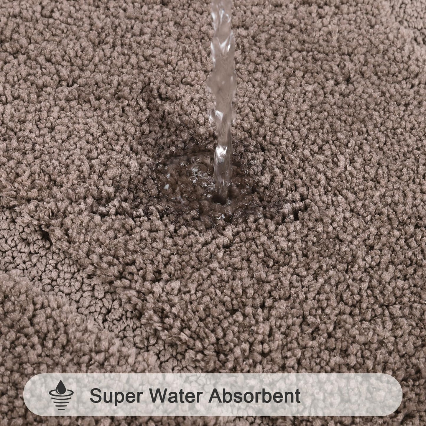 HEBE Bathroom Rug Sets 3 Piece, Non Slip Shower Mats with U-Shaped Contour Toilet Mat, Absorbent Microfiber Bath Mats for Bath Rugs, Washable Shaggy Floor Carpet, Coffee