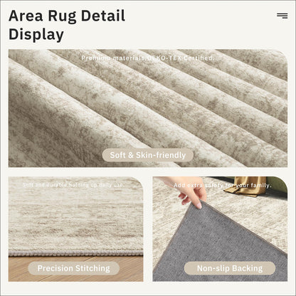 Soalmost 6x9 Area Rug for Living Room Washable 6x9 Rug Non-Slip Modern Rugs for Bedroom Dinning Room Ultra-Thin Indoor Beige Rug