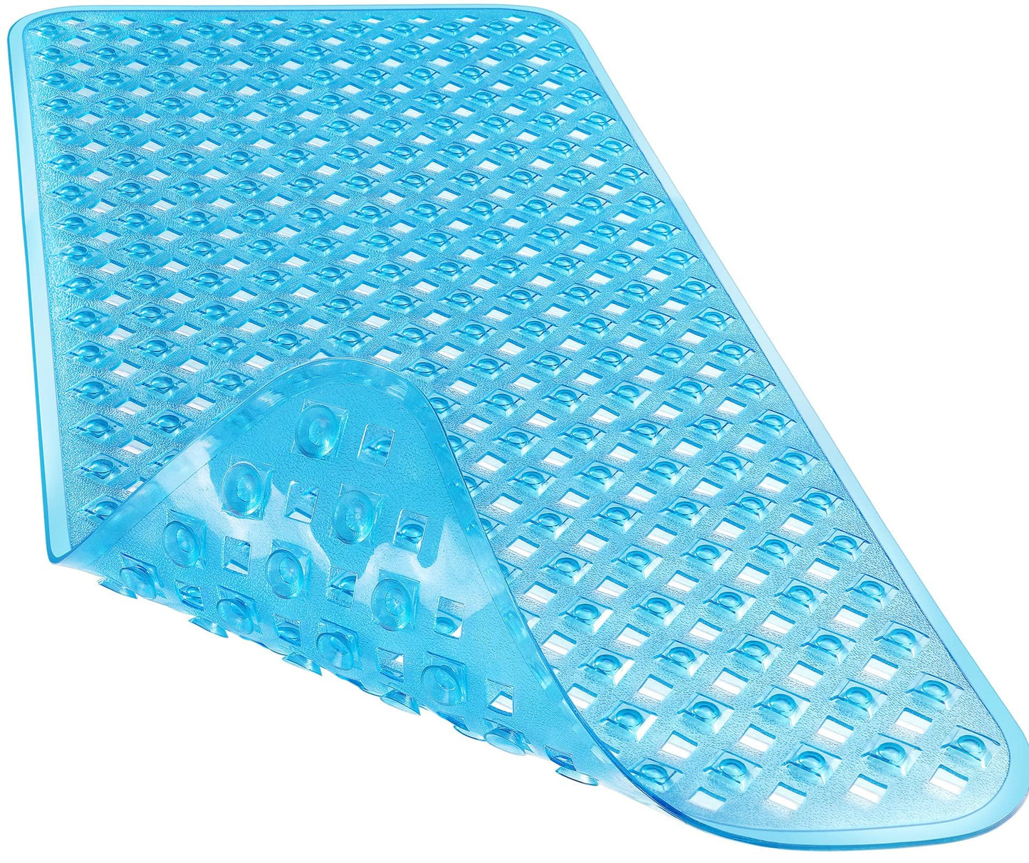 Yimobra Bathtub Mat Non Slip, 35"X16" Shower Mat with Strong Suction Cups & Drain Holes, Long Anti Slip Bath Tub Mat for Inside Shower, Machine Washable Fast Drying, Bathroom Essentials, Clear Blue