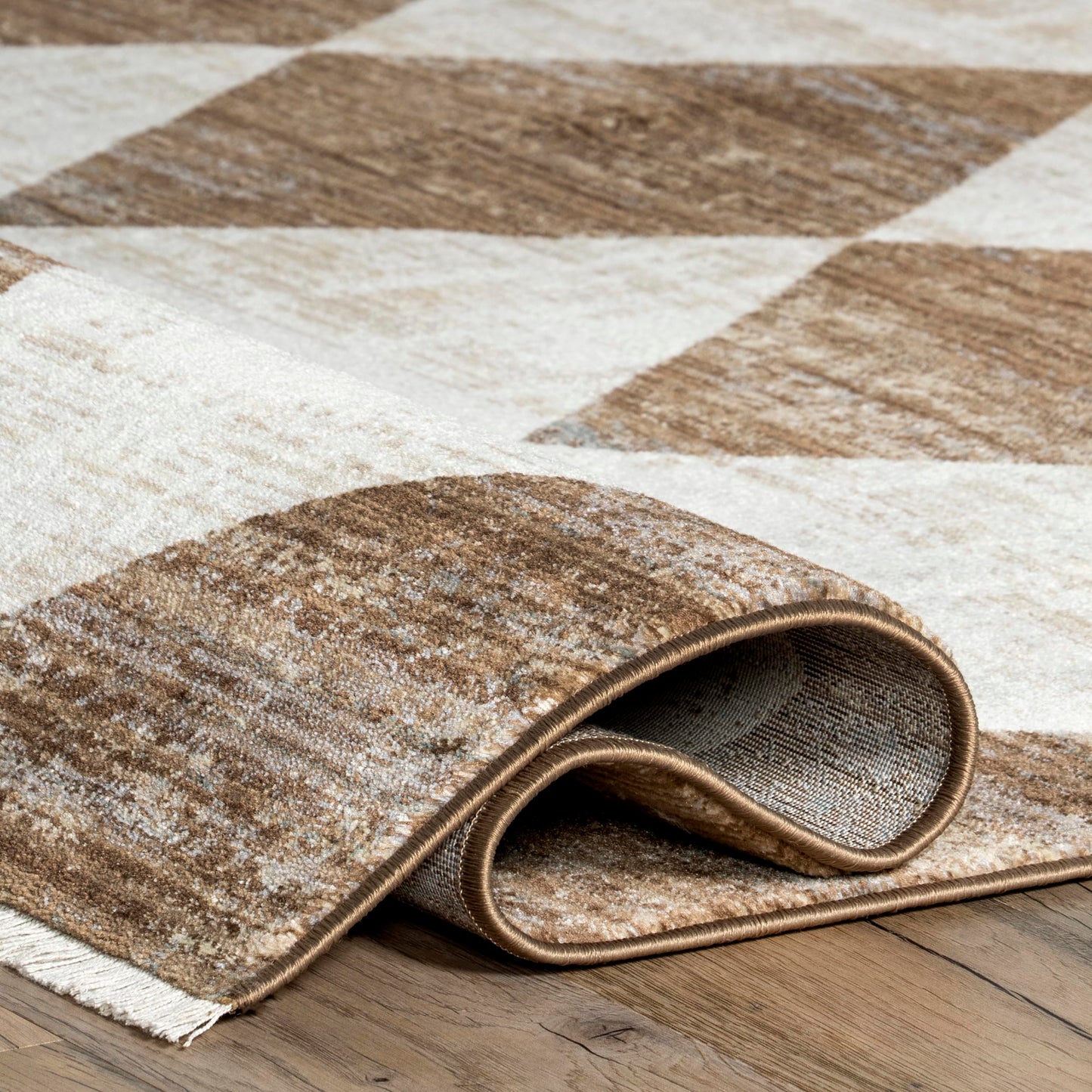 Nuloom Fringed Performance Meline Beige/Blue/Ivory, 4' x 6'5", Checkered, Soft and Cozy, High Traffic, Stain Resistant, Easy Clean, Durable Area Rug for Bedroom, Living Room, Dining, Den, Foyer
