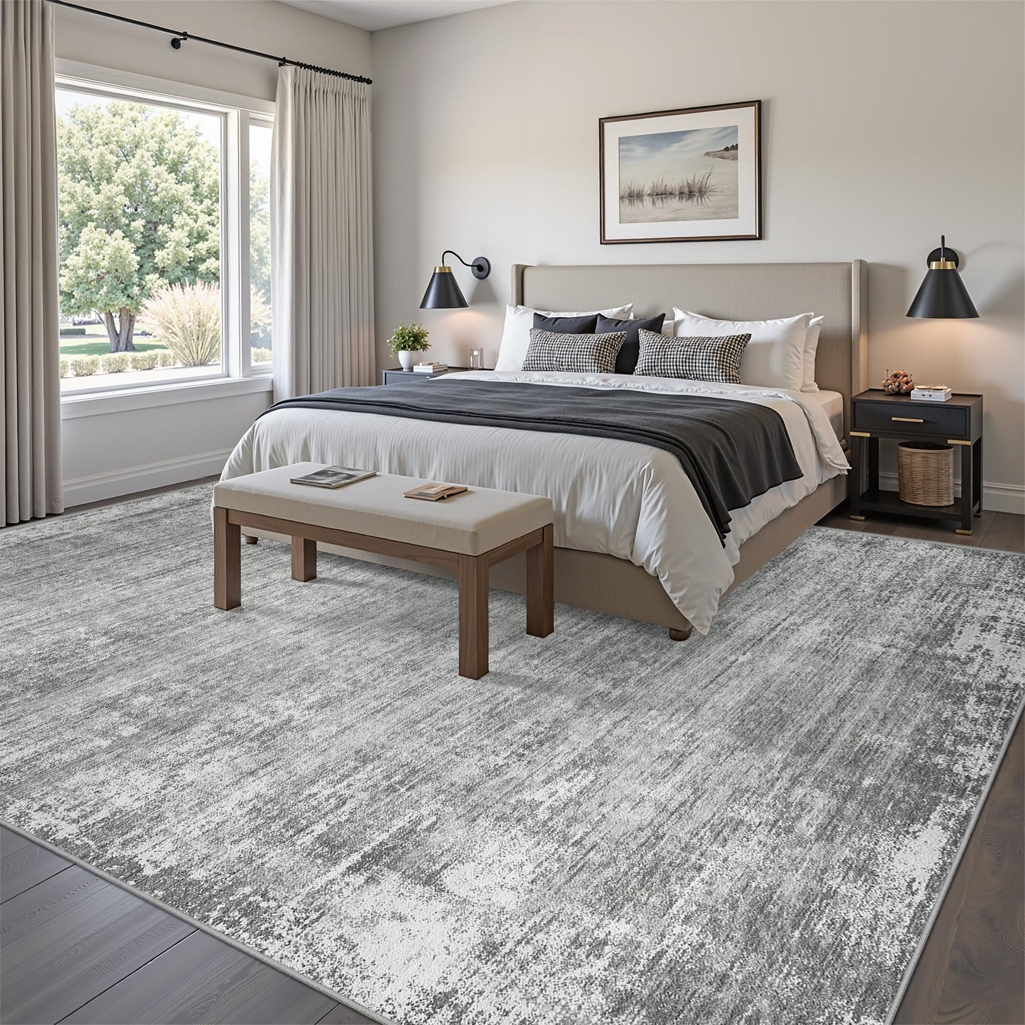 zesthome 8x10 Area Rugs for Living Room, Non-Slip Backing Washable Rug, Modern Abstract Area Rug, Stain Resistant Rugs for Bedroom, Ultra-Thin Large Area Rugs, Area Rug 8x10