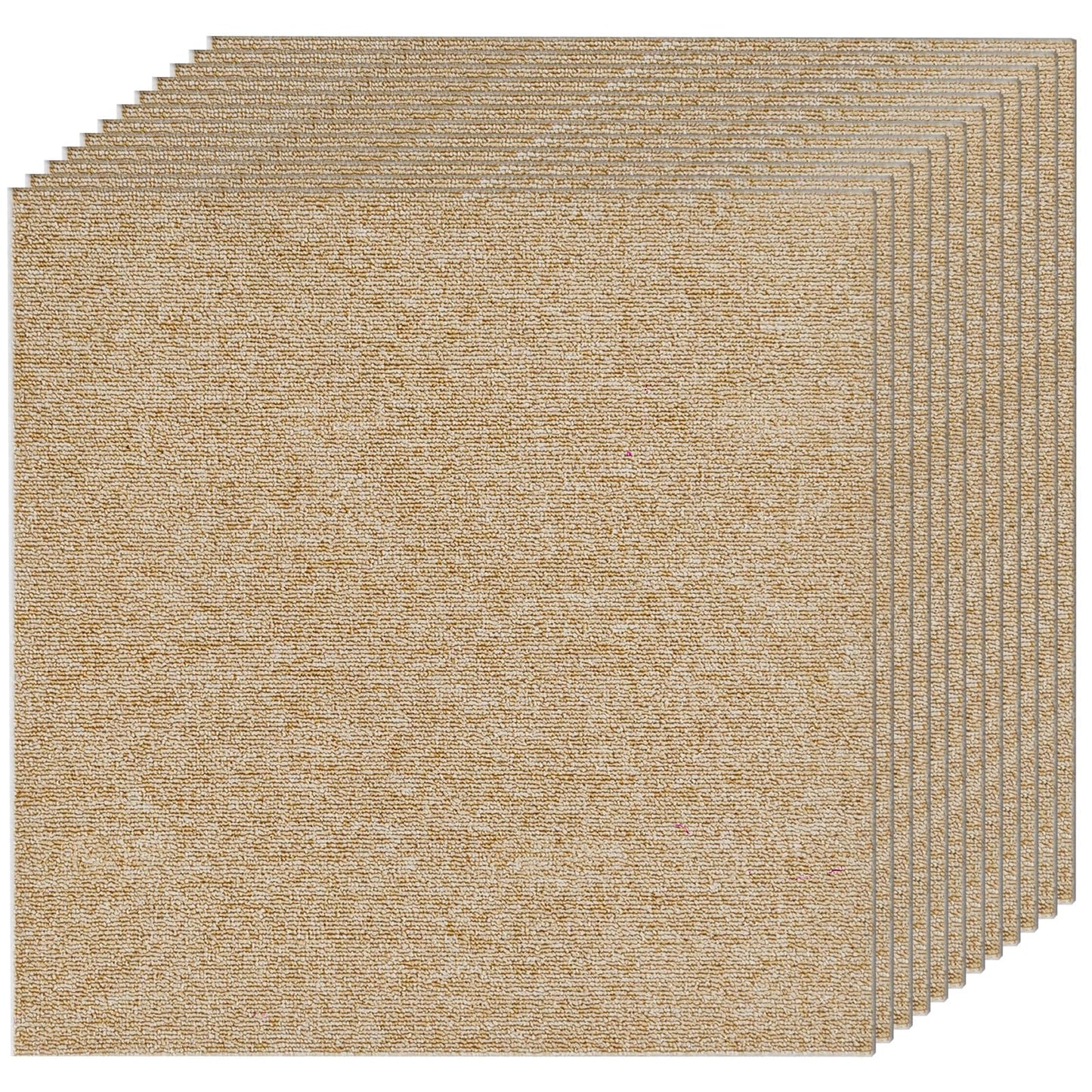 12-Pack Carpet Tiles & Squares (32 Sq Ft) | 20"x20" Commercial Grade with 0.24" Pile | Non-Slip PVC Backing & Polypropylene Face for Easy DIY Installation (Camel)