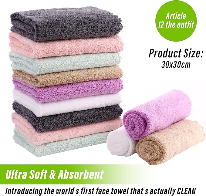 TENSTARS 12 Pack Premium Washcloths Set