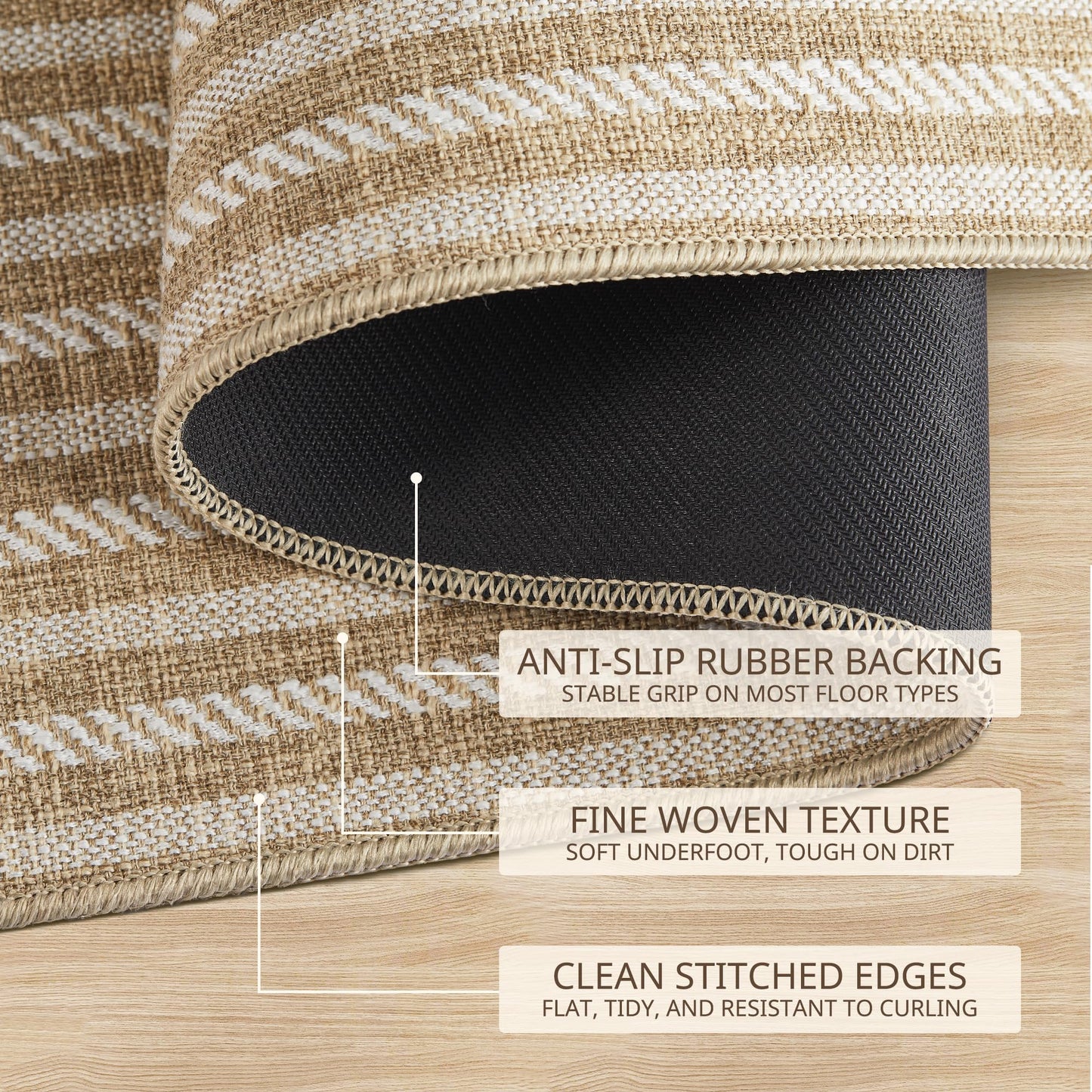 MatEssenz Pet-Friendly Indoor Door Mat 2-Pack Box Set - Premium Woven Muddy Paws Dog Mats, Machine Washable Entryway Rugs with Durable Rubber Backing, 2'x3', 2 Count, Khaki
