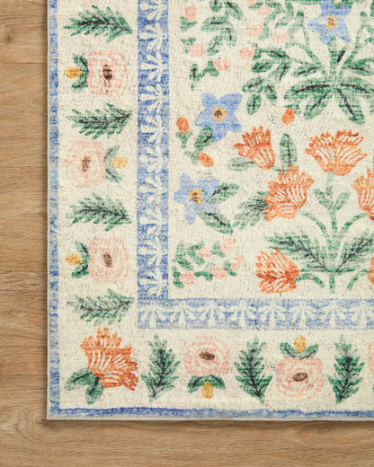 Loloi Rifle Paper Co. Eden Collection EDE-02 Mughal Garden Cream 5'-0" x 7'-6" Area Rug feat. CloudPile™