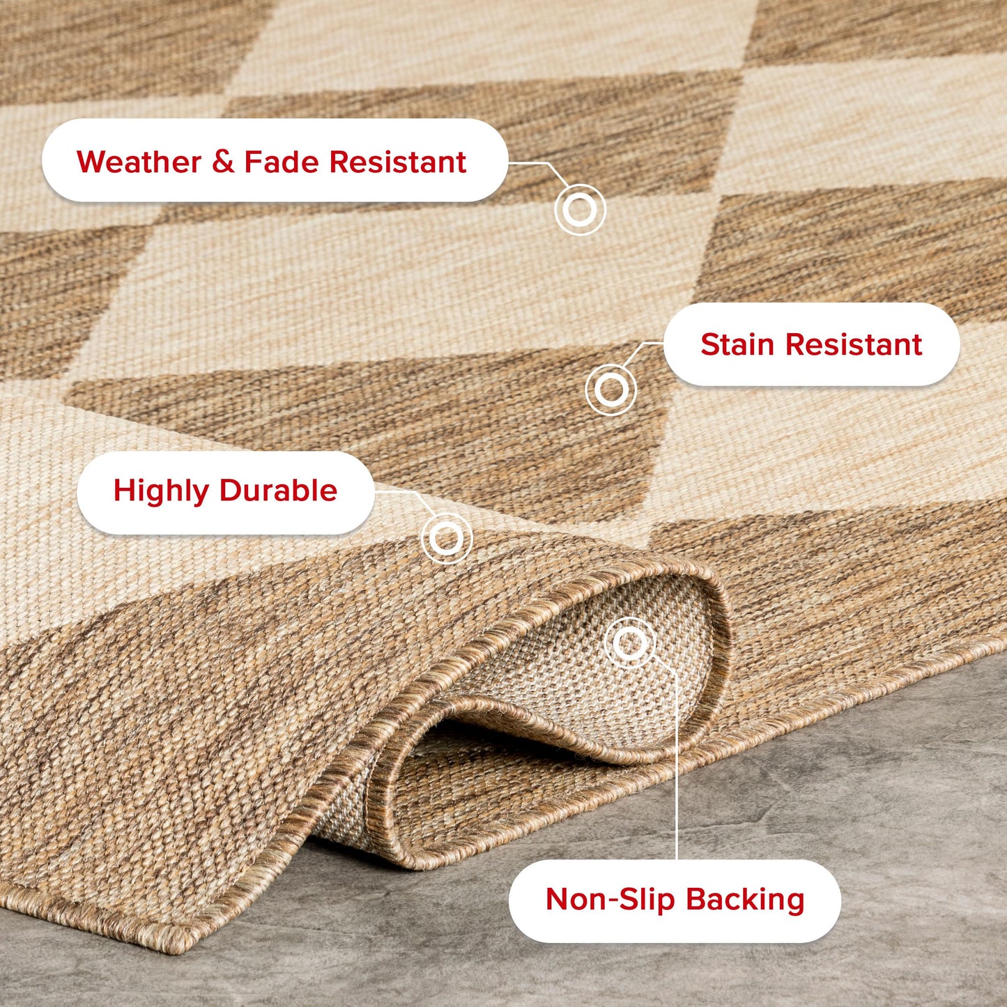 nuLOOM Outdoor Performance Collection Sabina Brown/Ivory, 5' x 8', Soft and Cozy, High Traffic, Stain Resistant, Easy Clean, Durable Area Rug for Indoor/Outdoor Patio, Deck, Porch, Garden, Courtyard