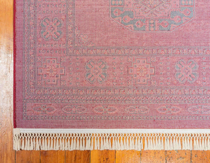Unique Loom Tekke Collection Over-Dyed Saturated Traditional Torkaman Area Rug (5' 0 x 8' 0 Rectangular, Red/Black)