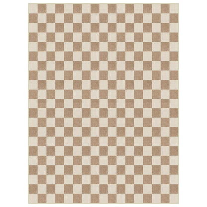 Tribesigns Checkered Washable 8x10 Area Rugs for Living Room, Soft Non-Slip Brown Bedroom Dining Room Rug, Geometric Neutral Printed Carpet for Playroom Home Decor, Oeko-Tex Certified