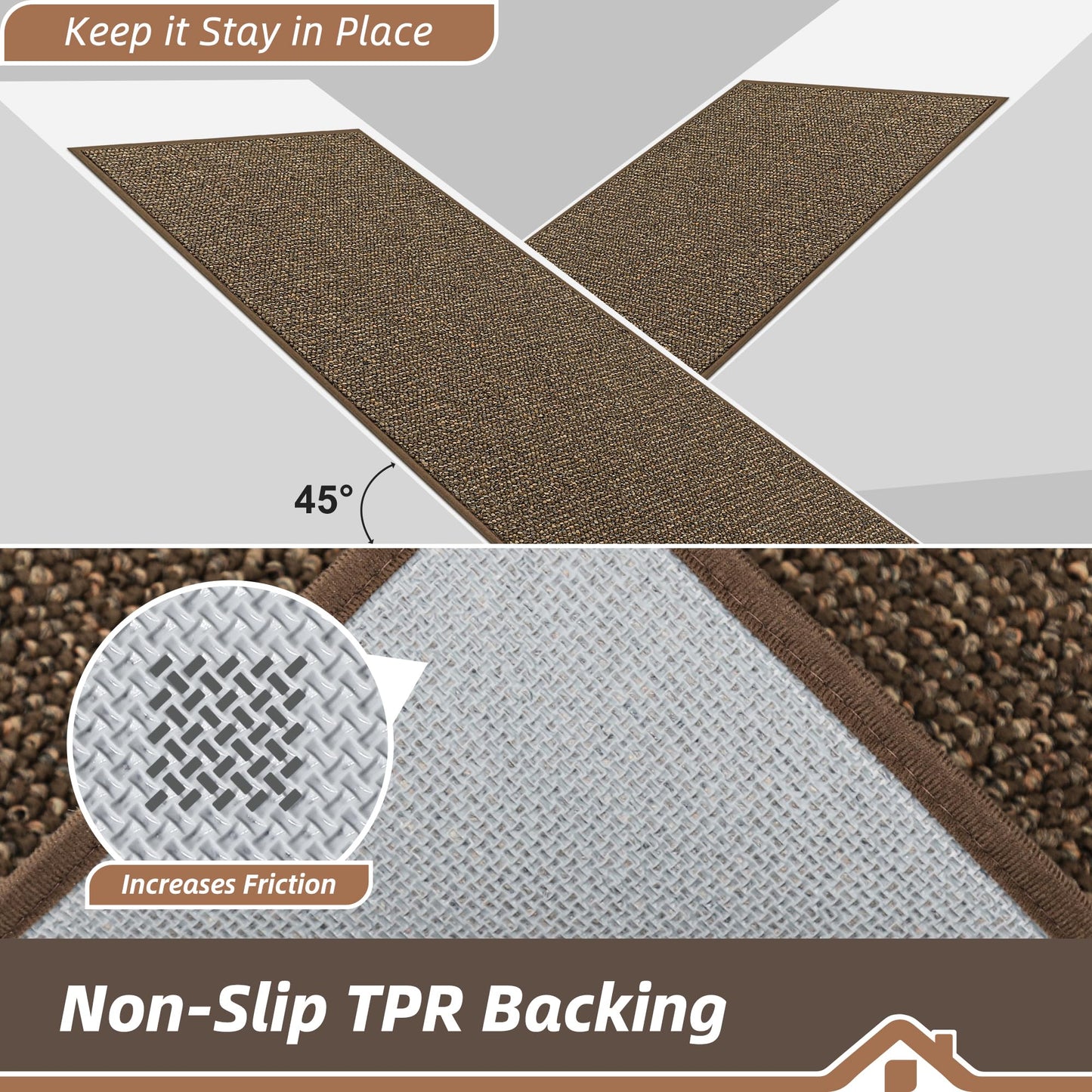 BEQHAUSE Hallway Runner Rugs 2.6x8, Hallway Rug Non-Slip Washable(Rolled-Up NO Creases), Runner Rug Absorbent Stain Resistant Hall Rug Carpet Runner, Entryway Rugs Floor Mat Laundry Room Rugs, Brown