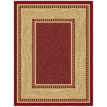 Ottomanson Area Rug 5' x 6'6" – Non Slip Rubber Backed Indoor Rug for Living Room, Bedroom, Dining Room, Low Pile Floor Carpet, Durable Accent Area Rug, Border Red