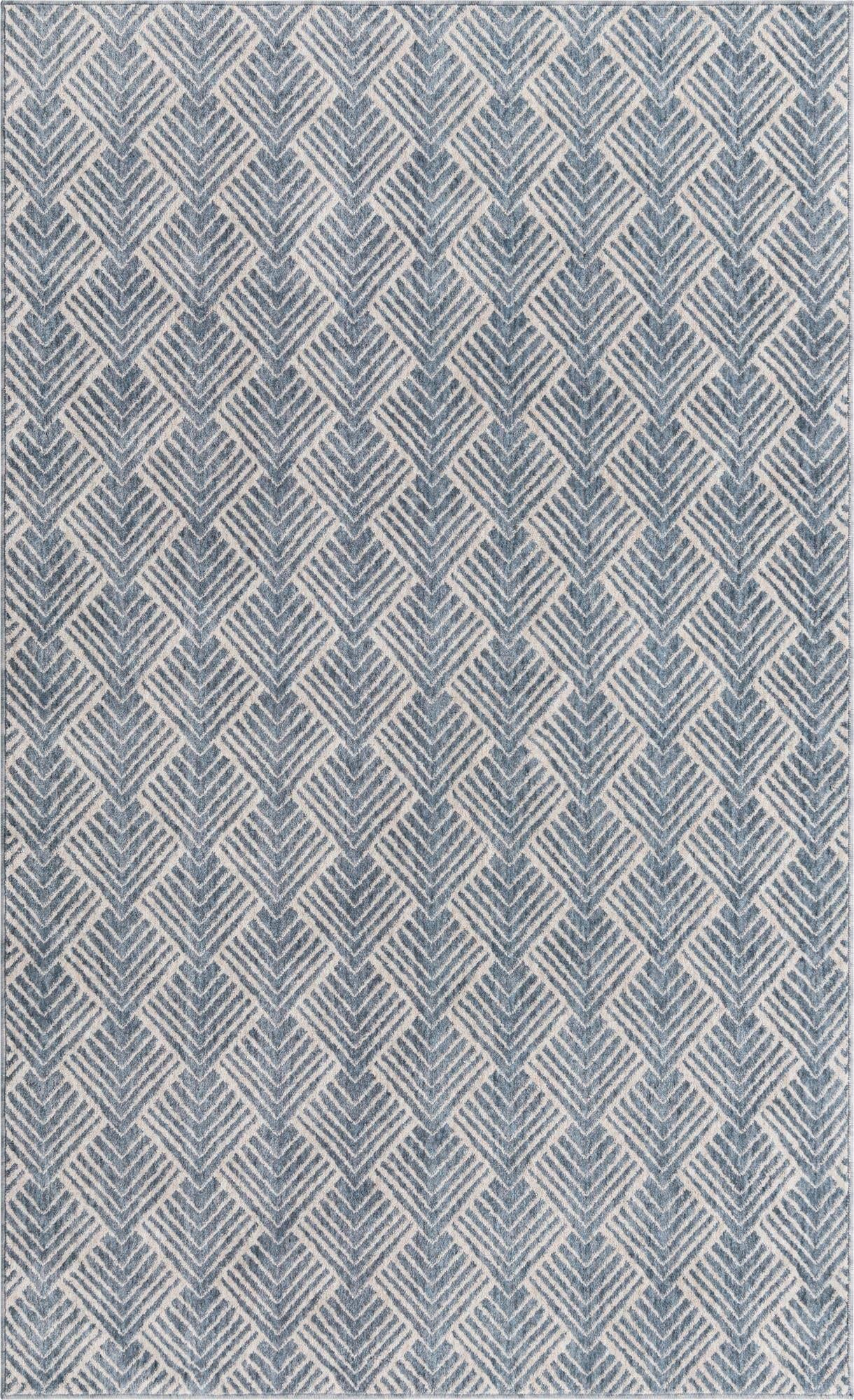 Unique Loom Eco Trellis Collection Area Rug - Osage (Rectangular 5' 3" x 8' 0", Harbor Blue/Ivory)