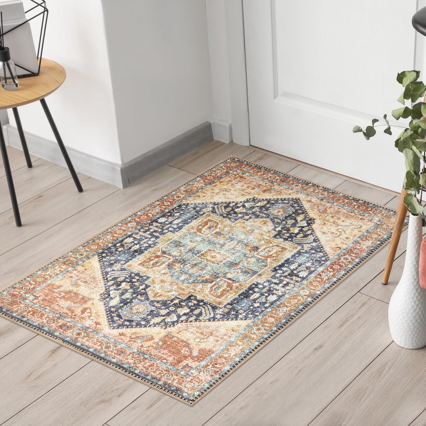 Keen Home Design 2x3 Rug - Machine Washable Entry Rug with Non-Slip Backing, Ideal for Enteryway, Kitchen, Bathroom, Laundry Room - Vintage, Easy Clean, Durable, Low Pile Rug - (2' x 3')
