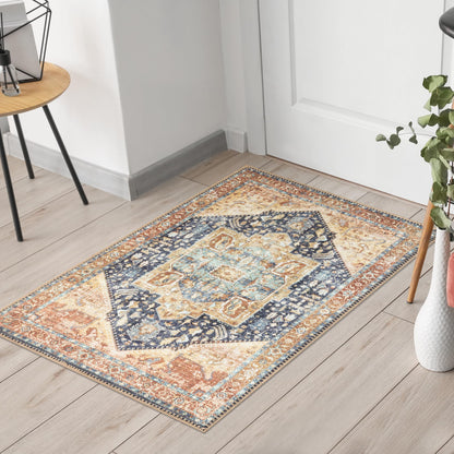 Keen Home Design 2x3 Rug - Machine Washable Entry Rug with Non-Slip Backing, Ideal for Enteryway, Kitchen, Bathroom, Laundry Room - Vintage, Easy Clean, Durable, Low Pile Rug - (2' x 3')