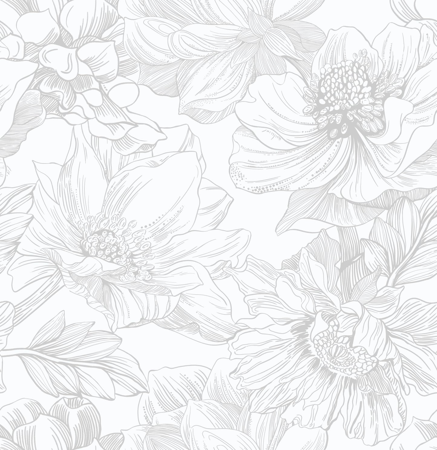 Ismoon Large Floral Peel and Stick Wallpaper Boho White/Grey Contact Paper 17.3inx6.5ft Removable Self Adhesive Bedroom Cabinet Mural Wall Decor Vinyl Roll