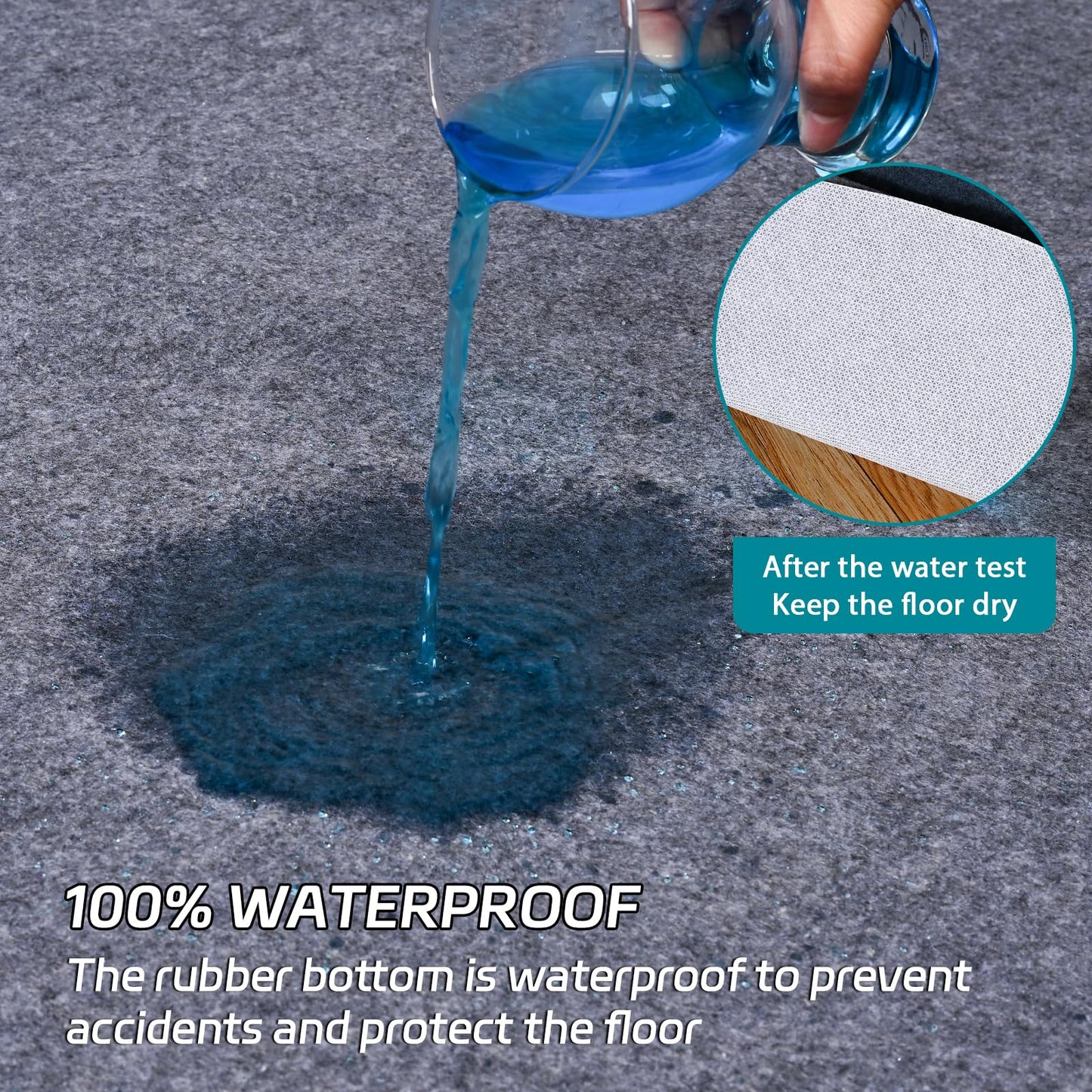 Waterproof Rug Pad Round 1/8 Thick Waterproof Non-Slip Rug Pad, Pad for Hardwood Floors,Rug Pads for All Floors and Finishes, Keeps Carpets in Place Soft and Safe（6FT）