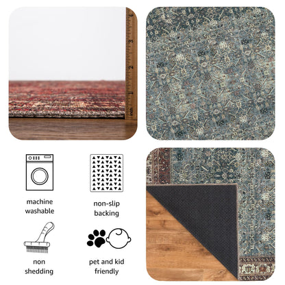 Keen Home Design 5x7 Rug - Machine Washable Area Rug with Non-Slip Backing, Ideal for Living Room, Dining Room, Bedroom - Vintage, Easy Clean, Durable, Low Pile Rug - (5' x 7')