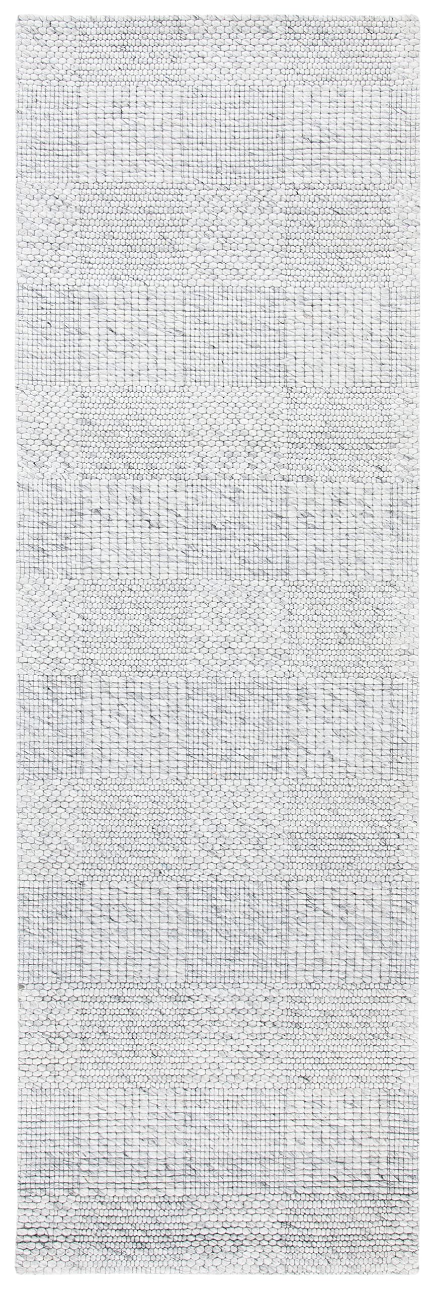 SAFAVIEH Marbella Collection Runner Rug - 2'3" x 8', Light Grey, Handmade Wool, Ideal for High Traffic Areas in Living Room, Bedroom (MRB393F)