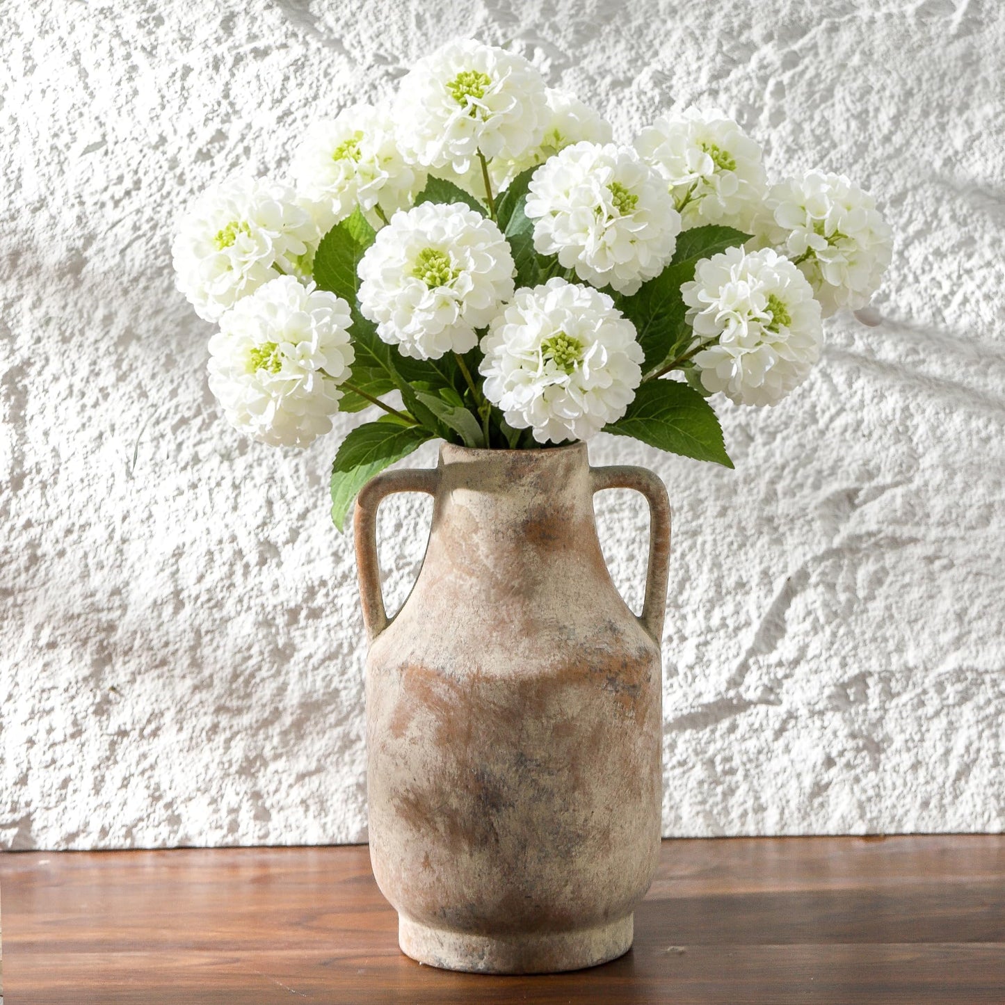 Mitt&Ditt Ceramic Flower Vase with Handles, 11 inch Tall Vase for Centerpieces, Large Decorative Terracotta Vases, Farmhouse Rustic Vases for Home Decor, Living Room, Table, Neutral