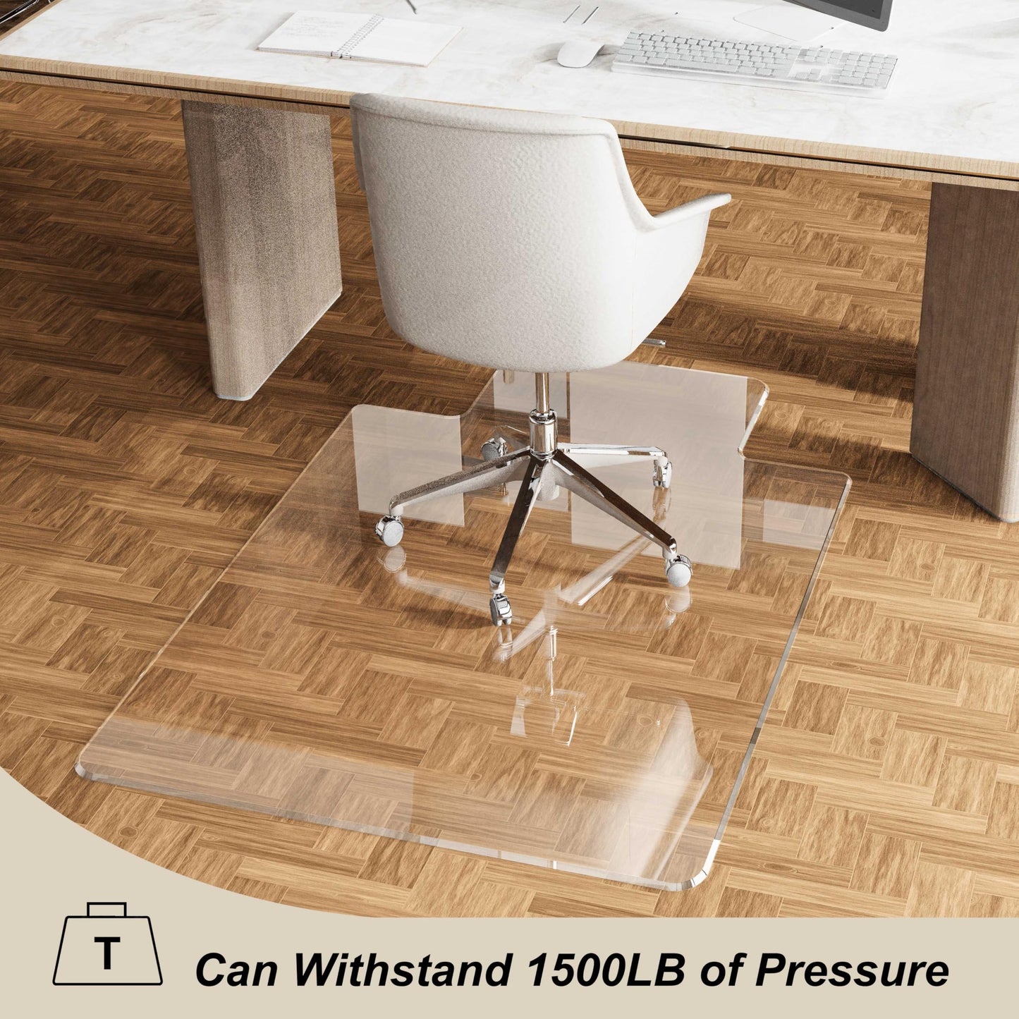 MESAILUP Beveled Edge Office Chair Mat for Carpet or Hardwood Floor, Crystal Clear 48" x 60" Desk Computer Chair Mat with Lip for a Smooth Glide and Easy Roll On/Off, Hard Heavy Duty and Non-Slip Pad