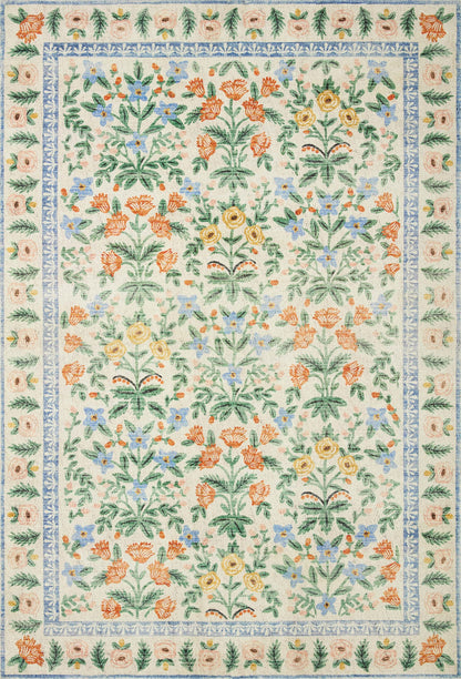 Loloi Rifle Paper Co. Eden Collection EDE-02 Mughal Garden Cream 7'-6" x 9'-6" Area Rug feat. CloudPile™