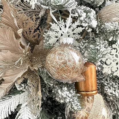 XmasExp 32ct Christmas Ball Ornaments Set -Champagne Clear Plastic Shatterproof Xmas Tree Ball Decorations Hanging Baubles for Holiday Decor