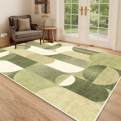 Castage Green Rug 3x5 Washable Area Rugs for Bedroom Living Room Kitchen Entryway Bedside,Modern Geometric Non Slip Small Carpet