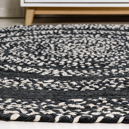 JONATHAN Y Abyss Braided Jute Black/White 5' Round Indoor Area Rug, Bohemian, Classic, Coastal, Easy-Cleaning for Living Room, Bedroom, Kitchen, Pet Friendly, Non-Shedding (RNF117C-5R)