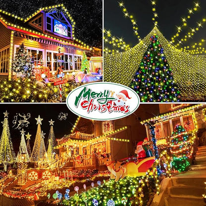 Hezbjiti 2 Pack 1000 LED 403 FT Christmas String Lights Outdoor, 8 Lighting Modes IP44 Waterproof Fairy Lights with Timer and Dimmable Function for Party Tree Decorations (Warm White, Clear Wire)
