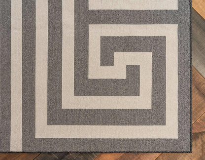 Unique Loom Athens Collection Classic Geometric Modern Border Design Area Rug (5' 0 x 8' 0 Rectangular, Black/ Beige)