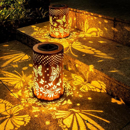 Boho Solar Lanterns Outdoor Birthday Gifts for Women Mom Grandma Metal Hanging Solar Powered Unique Garden Decorative LED Lights for Outside Yard Patio Lawn Porch Decor
