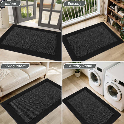 BEQHAUSE Indoor Door Mat 20" x 32", Dirt Trapper Door Mats Non-Slip Entryway Rugs Washable, Resist Dirt Absorbent Welcome Mat, Low Profile Floor Mats for Front Back Door and Entryway, Black