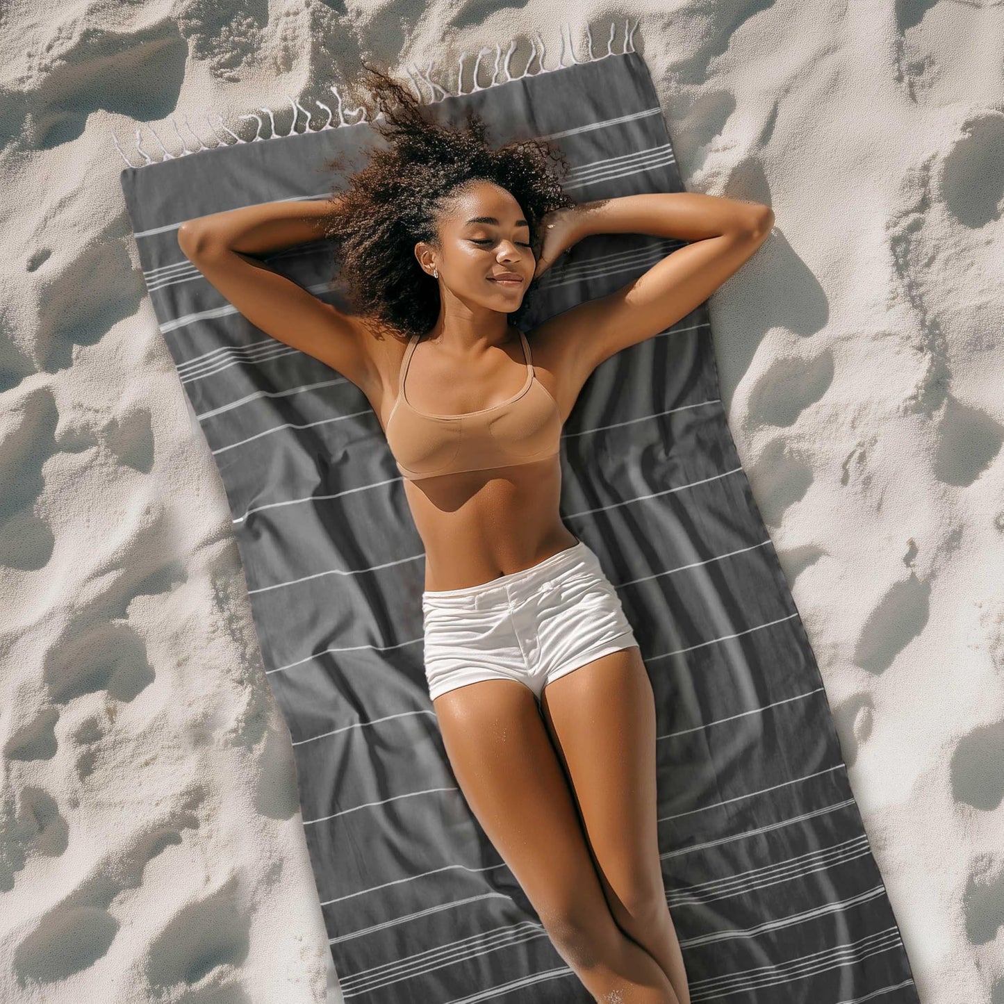 Cacala Lightweight and Thin Turkish Beach Towel 100% Cotton Sand-Free and Quick-Drying Goodness Perfect as an Extra Large Travel Towel, Beach Accessory, or Gift for Beach Lovers, 37 x 70