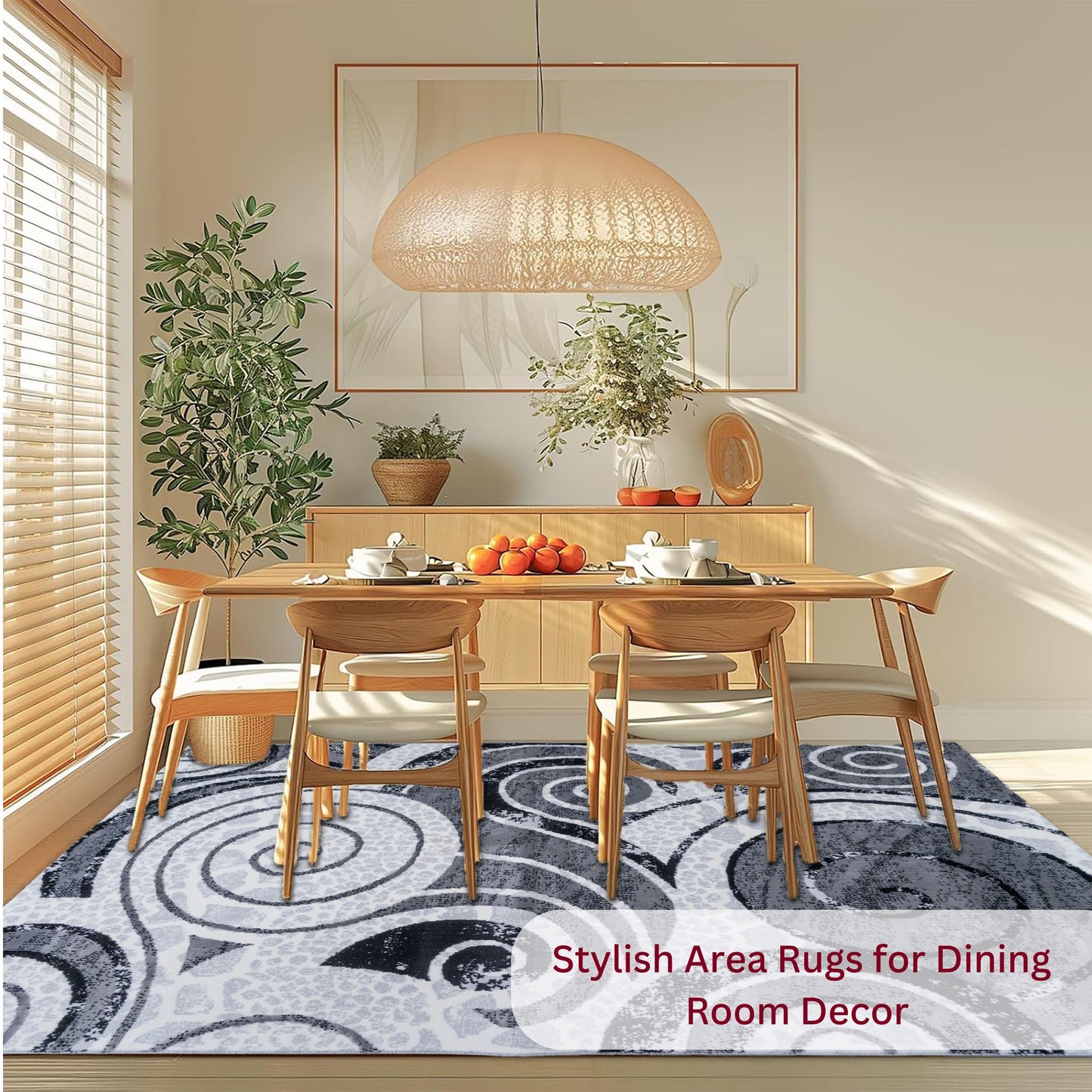 CoziRita 5x7 Modern Abstract Area Rug for Living Room, Soft Medium Pile Carpet, Non-Shedding Easy Care, High Traffic Floor Rug, Family Friendly, Pet Friendly, Designed for Real Homes - Gray Swirl