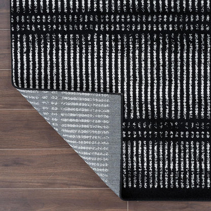 Rugshop Contemporary Stripe Lines High Traffic Living Room,Bedroom,Kitchen, Home Office Area Rug 5' x 7' Black