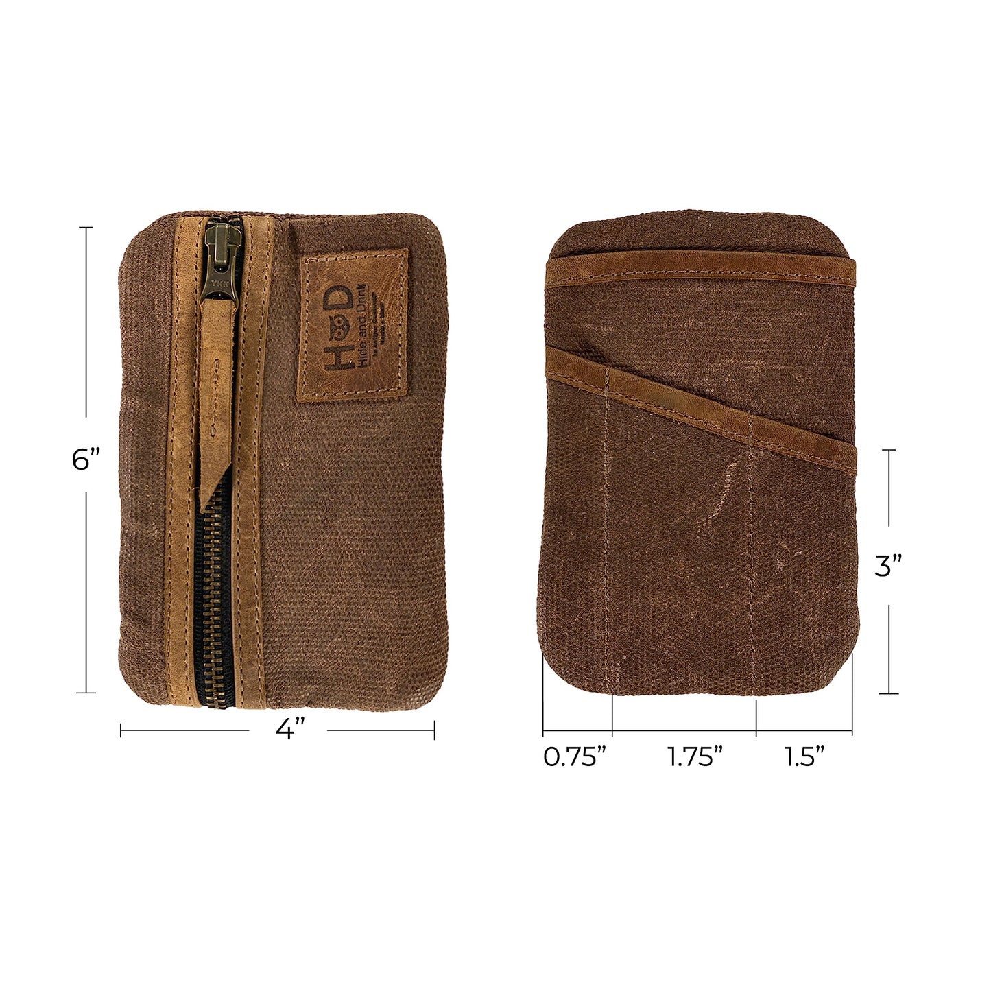 Hide & Drink, Multi-Tool Pocket Pouch, Compact Multipurpose EDC Zippered Bag, Mini Camping Tool Case, Waxed Canvas, Knife Holster, Handmade Slim Organizer, Honey Bourbon