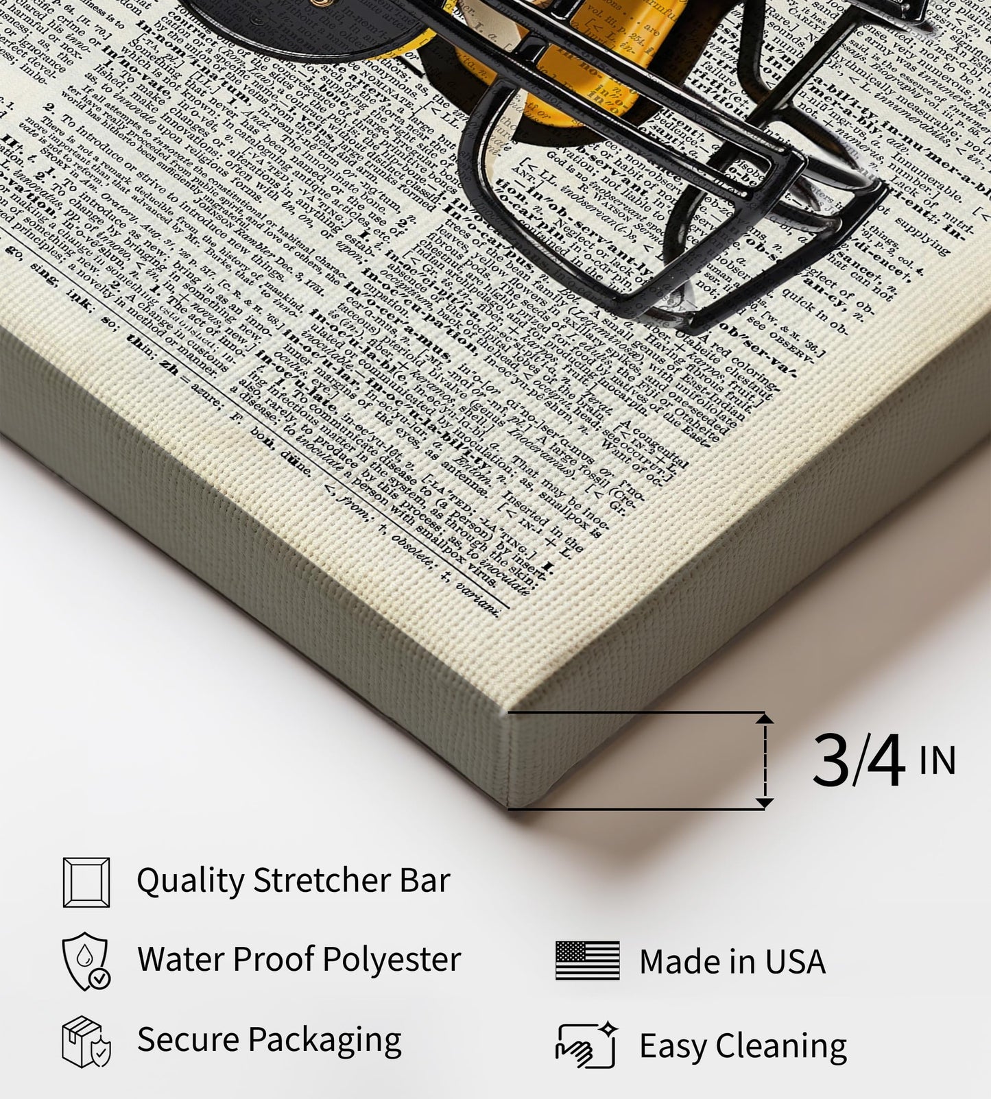 Poster Master 2-Piece Football Canvas - Sports Print - Ball, Helmet & Game Art - Physical Education Wall Design - Dictionary Art - Great Gym or Office Wall Decor - Available in 8x10 to 30x40