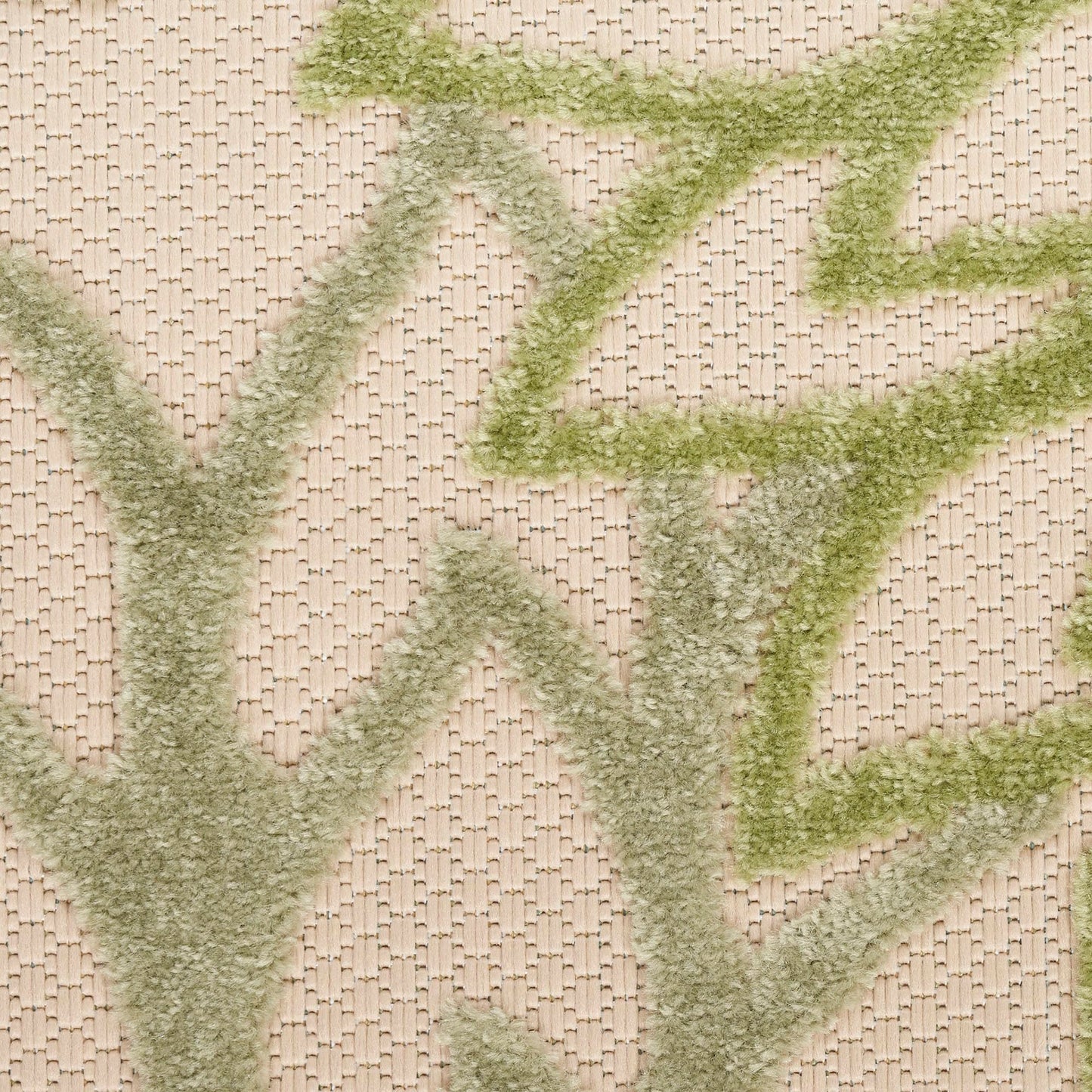 Nourison Home Aloha Tropical Indoor/Outdoor Ivory Green 6' x 9' Area Rug, Easy Cleaning, Non Shedding, Bed Room, Living Room, Dining Room, Backyard, Deck, Patio (6x9)