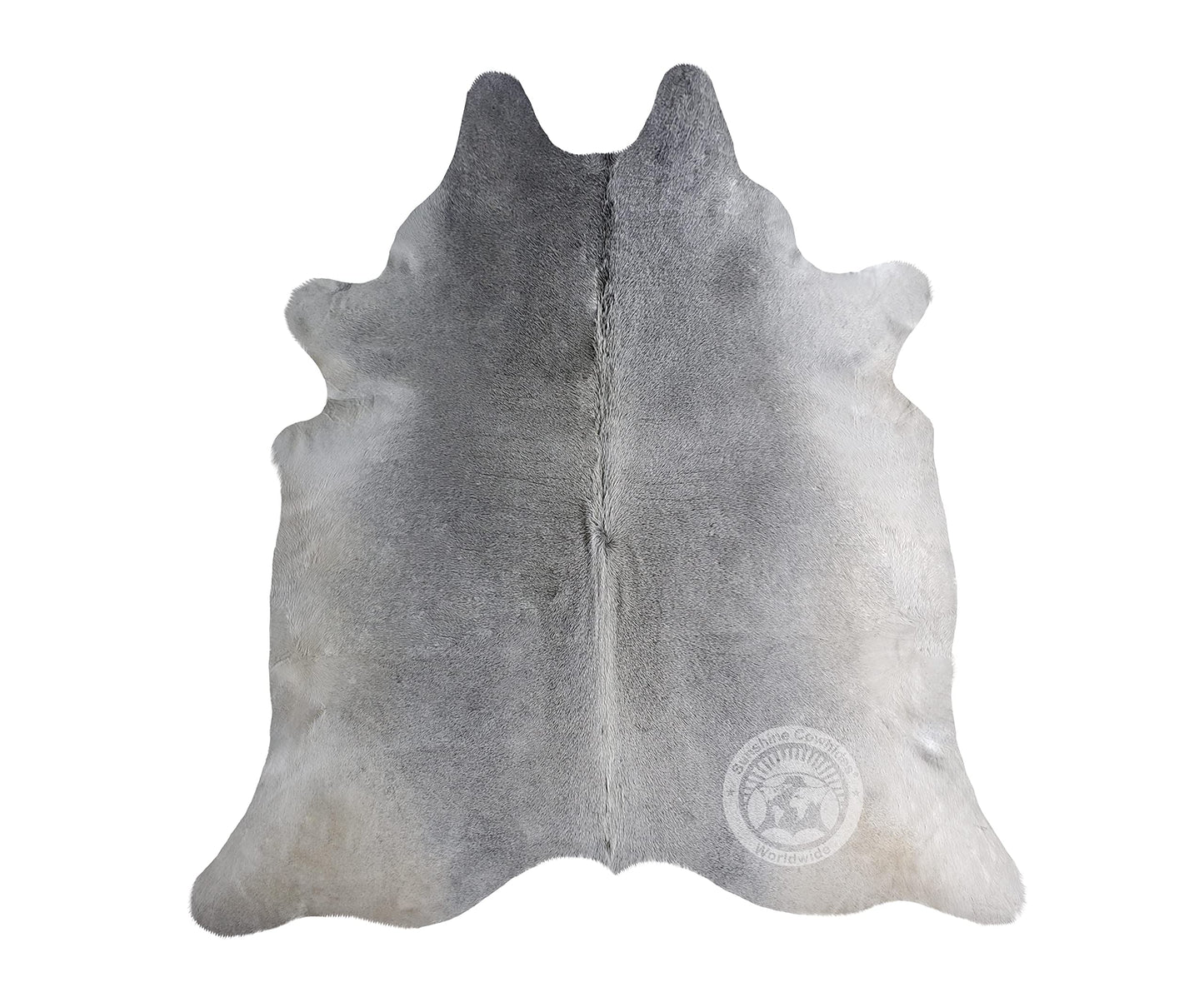 Sunshine Cowhides 100% Genuine Grey Cowhide Rug - Modern Style Animal Skin Rug & Floor Carpet for Living Room, Bedroom, Kitchen & More - Large (6x6-7ft)