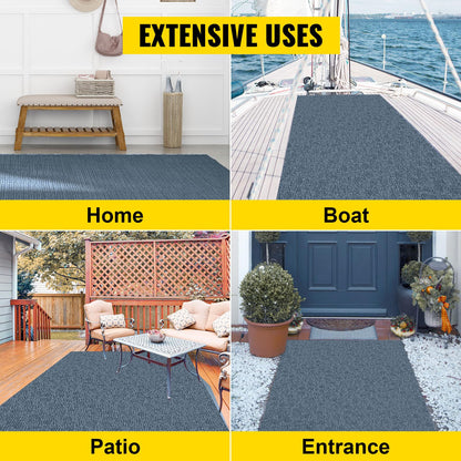 Happybuy 6 ft x 13 ft Grey Marine Carpet for Boats Waterproof - 0.18" Thick Indoor Outdoor Rug Carpet Roll for Home Patio Porch Deck