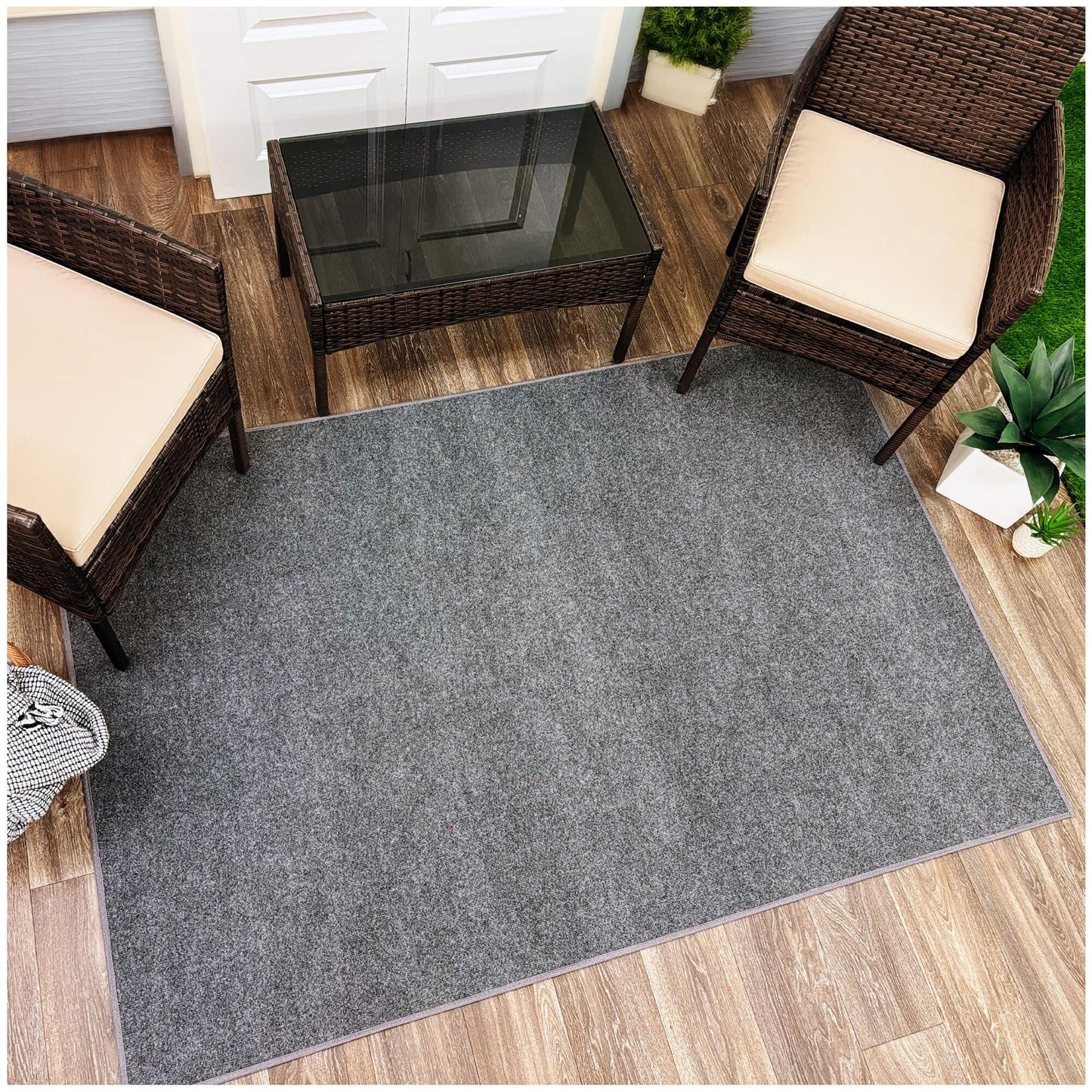 KOECKRITZ 5'x8' Indoor Outdoor Area Rug – Cloud Grey, Lightweight Economy Carpet for Living Room, Bedroom, Kids Room, Entryway – Stain Resistant