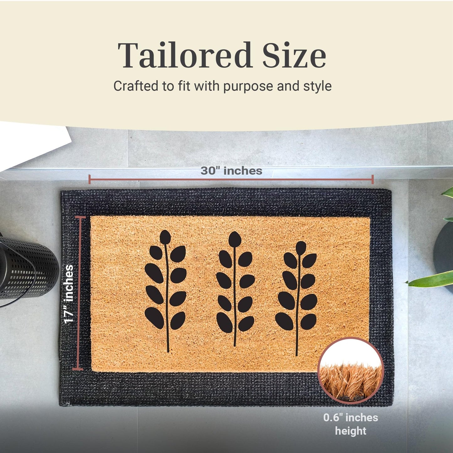 THEODORE MAGNUS Door Mat - Welcome Mat for Front Door with Non-Slip Backing - Durable Spring & Summer Doormat - Perfect for Outside Entrance Matt - Outdoor/Indoor - Silhouette Garden - 17" x 30"