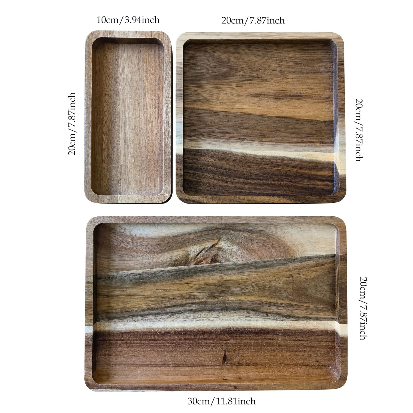 Acacia Wooden Valet Tray for Men,Natural Wood Grain EDC Tray Set Catch All for Keys Wallet Phone Glasses Watch Jewelry Pen,Tray Organizer for Entryway Nightstand Office Desk Drawer